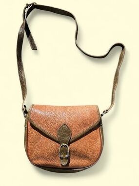 Leather Crossbody Saddle Bag - Brown
